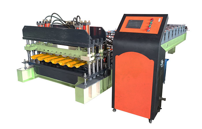 Color Steel Glazed Bamboo Type Roof Tile Roll Forming Machine 3 - 5m / Min