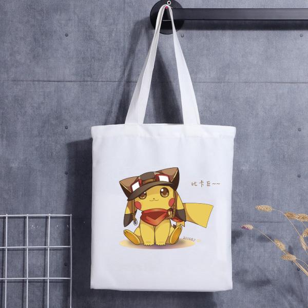 Quality Custom Print Canvas Shoulder Tote Bag Cartoon Letter Print Shopping Cotton Canvas Bag for sale
