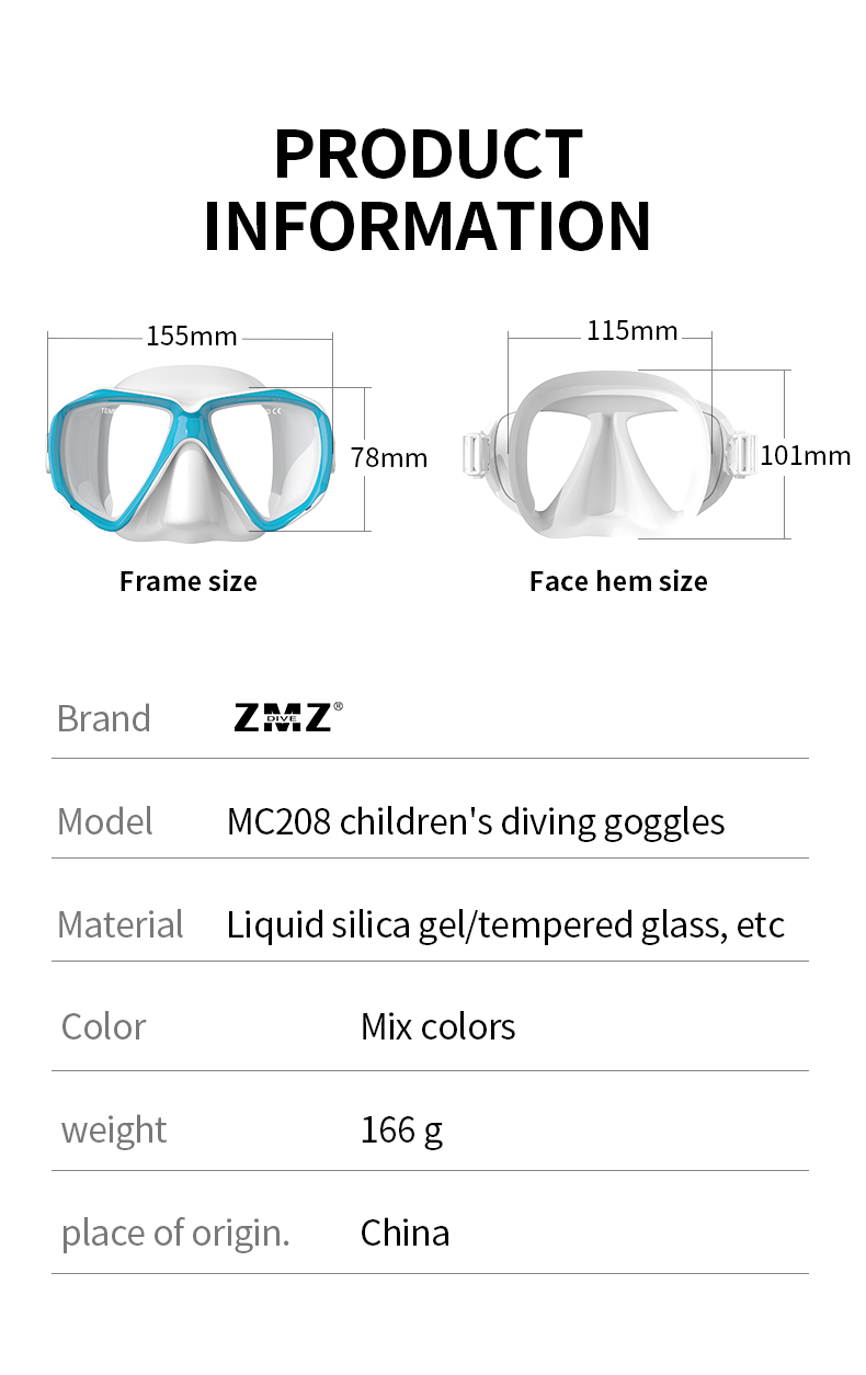 Half Face Kids Frameless Snorkel Mask Scuba Dive Gear Kit