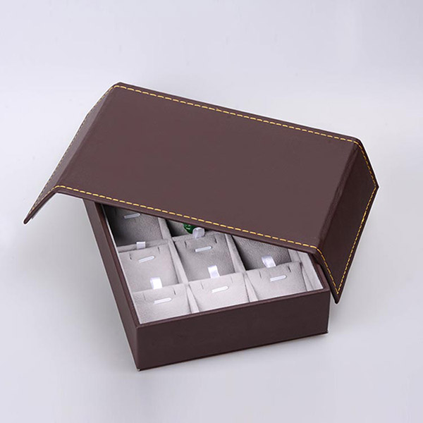 Wide Slot Ring Display Box , Black Foldable Jewelry Display Case With Lids