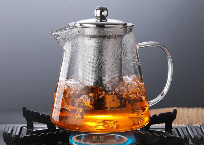 Clear Heat Resistant Glass Teapot With Infuser Round Shape Square Shape