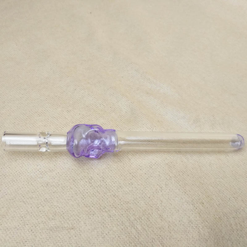 Skull Chillum One Hitter Glass Smoking Pipe For Dry Herb 5.1 Inch Length