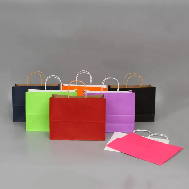 Gravure 250gsm Craft Shopping Paper Bag White Brown Kraft Bags With Handles