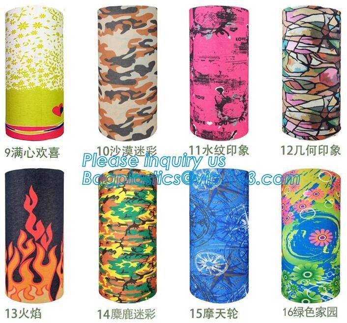 custom made digital sublimation polyester colorfast printed bandana,custom headwear printed seamless neck tube polyester
