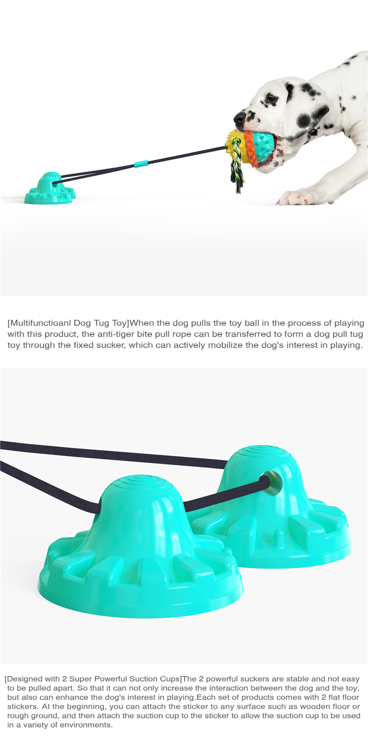A Style Reinforced Sucker Rope Ball Dog Toy Bright Yellow Lake Blue