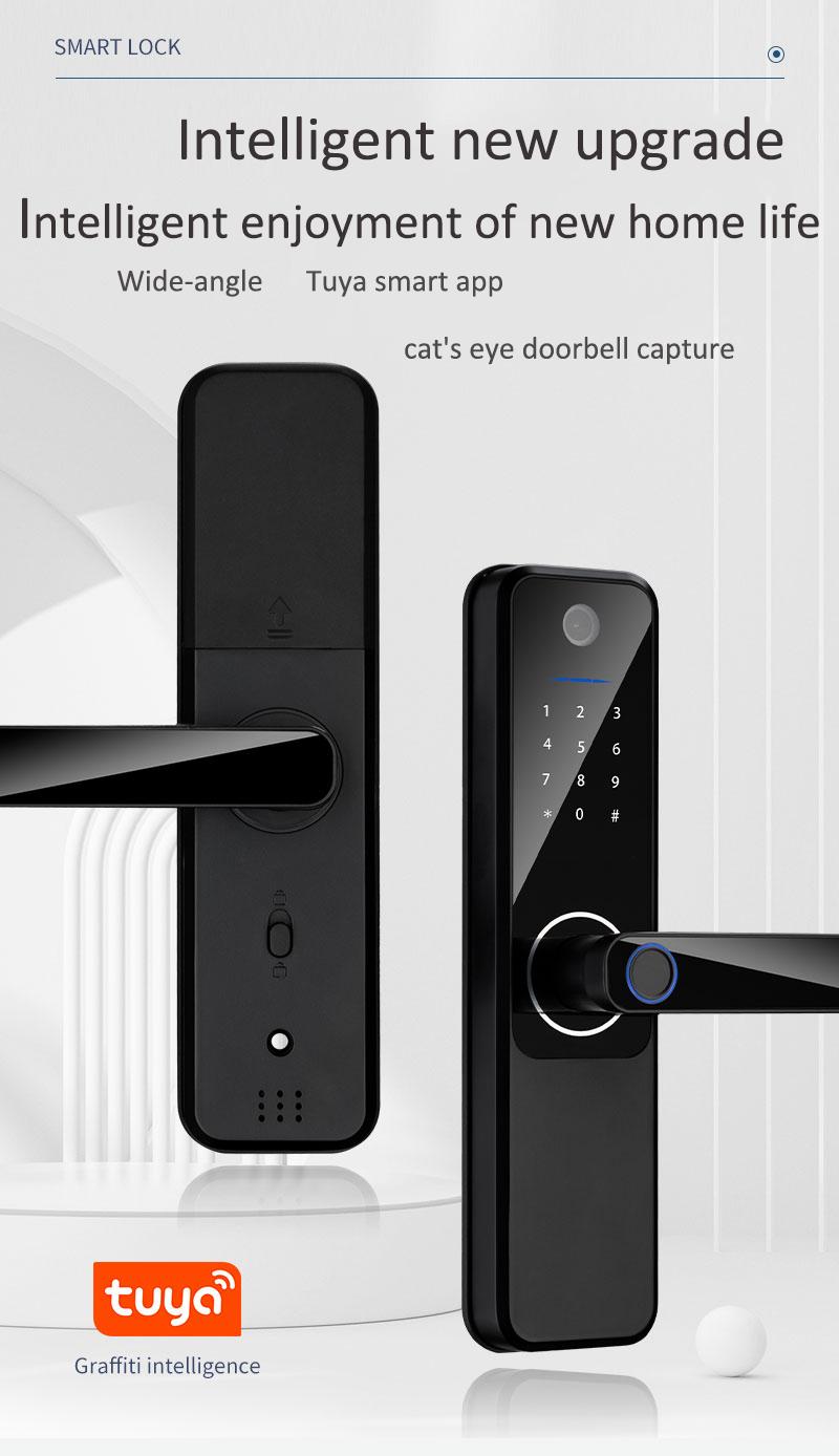 Qleung S802MAX Fingerprint Wifi Tuya App Remote Unlock Card Code Camera Digital Smart Home Door Lock
