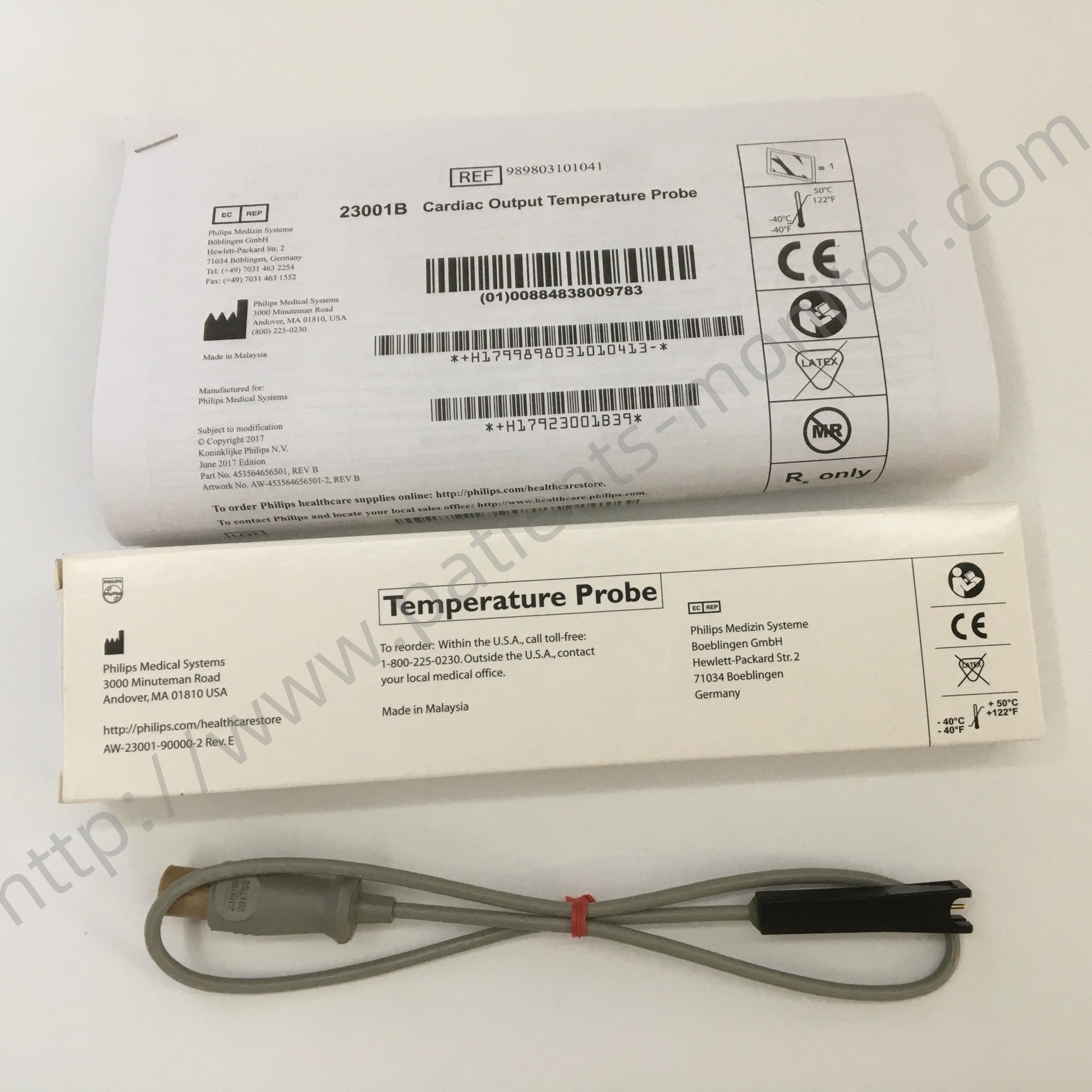 PHiliph 23001B CO-Set Injectate Temp Probe Cardiac Output Temperature Probe 989803101041 For Hospital