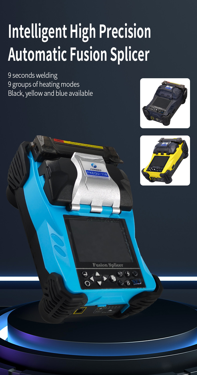 Blue Fiber Optic Fusion Splicer 4800mAh Battery Chinese/English 2 Languages Welding Splicing Machine