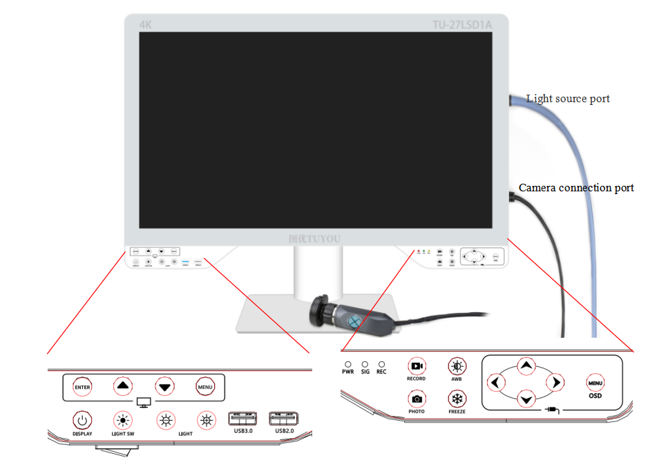 AC110V-250V Medical 4K ENT Endoscopy Camera With Light Source And Monitor