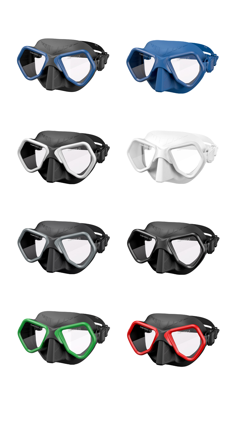 Wolf Black Diving Mask Freedive Goggles Tempered Glass 65cc