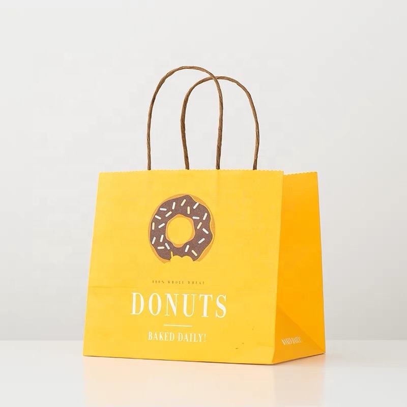 Custom Logo White Kraft Paper Shopping Bag With Ribbon Handle for Bio-degradable Packaging