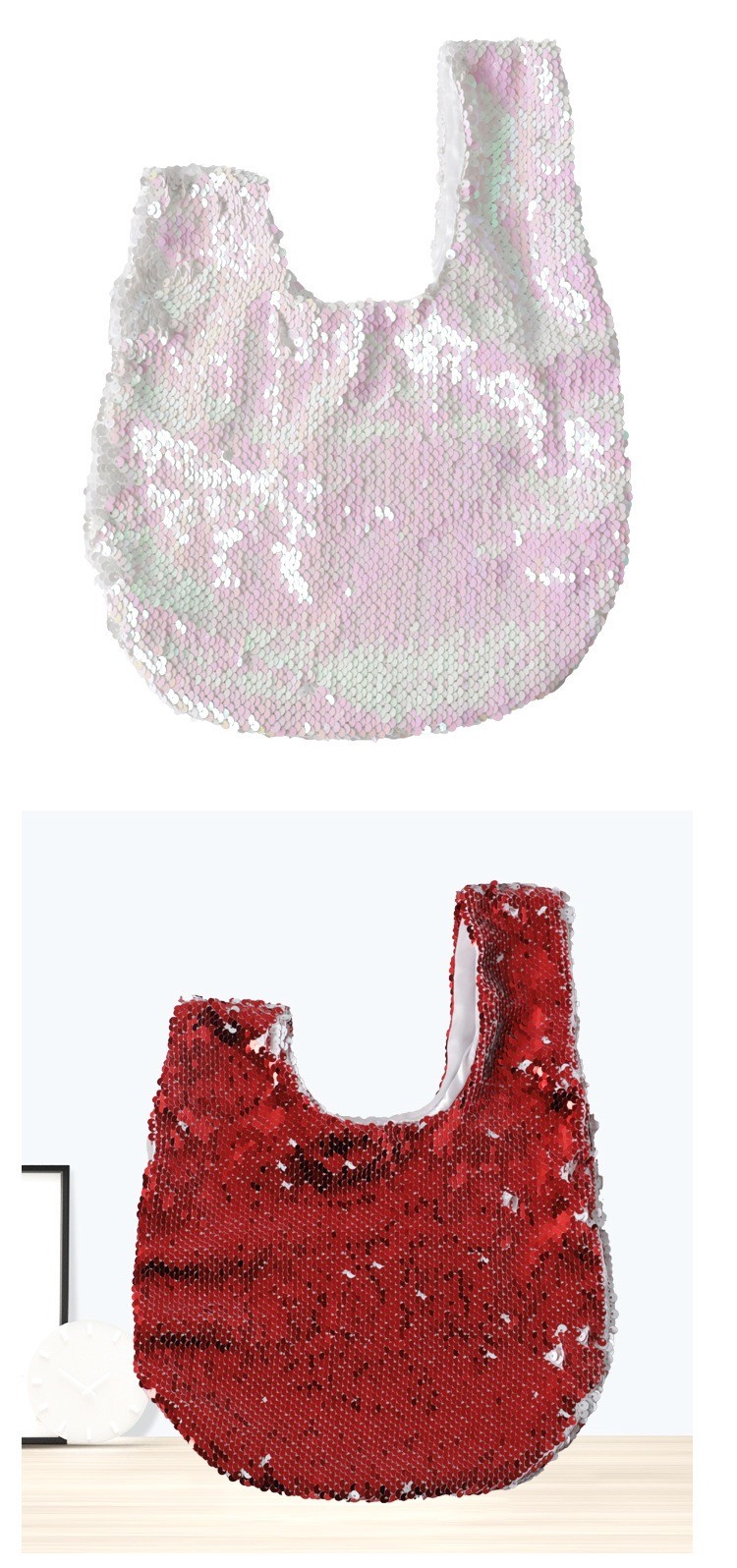 DIY LOGO Sublimation Shiny Sequin Wrist Bag Walking Makeup Bag