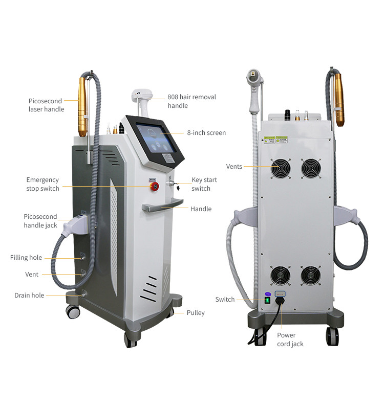 Stationary 808nm Laser Hair Removal Equipment Professional Laser Tattoo Removal Machine