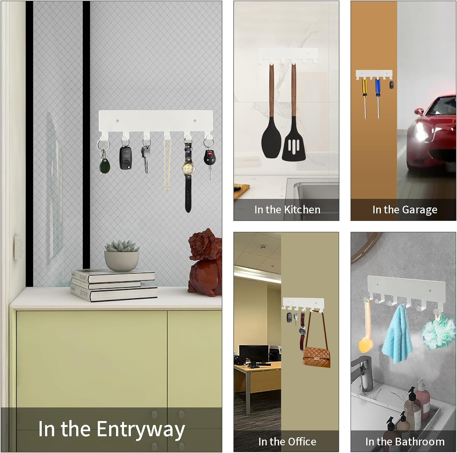 6-Hook Metal Key Holder for Wall Mounting Perfect for Organizing Keys in Hallways