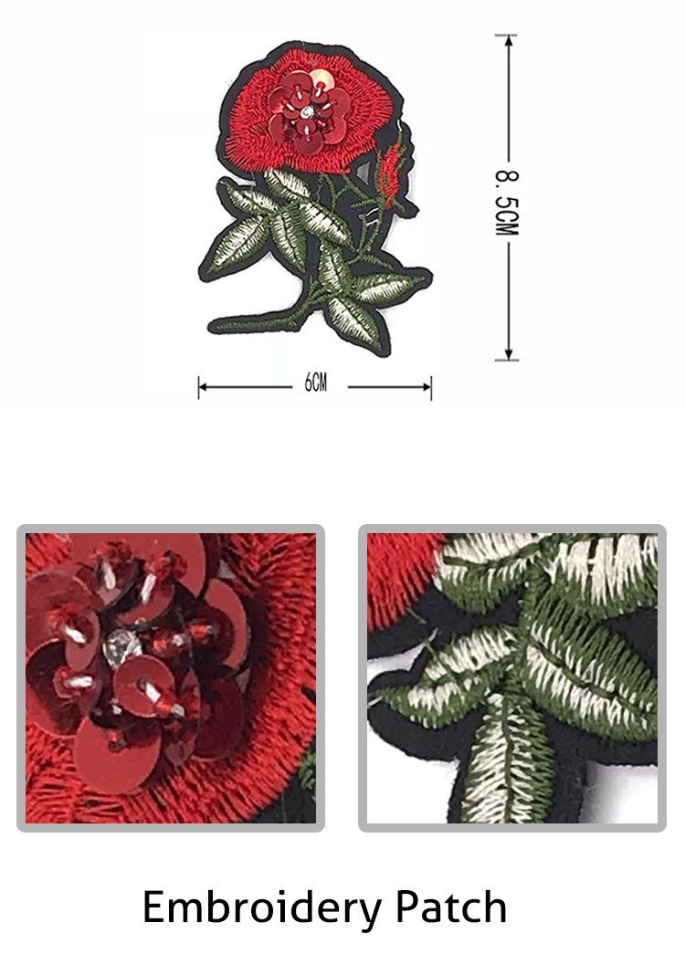 Flocking Embroidery Patch, Flower Patch For Garment Accessories#C10002