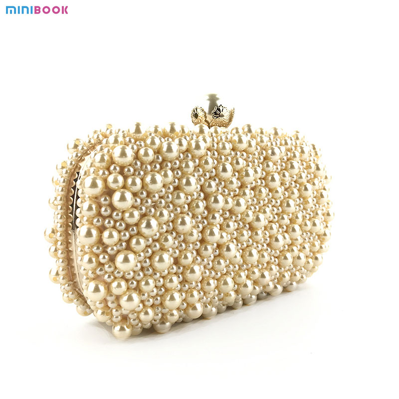 Special Crystals Beaded Pearl Clutch Evening Bags for Women's Wedding Celebrations