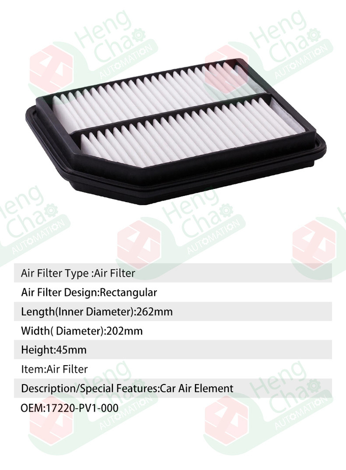 Rectangular Auto Air Filters OEM 17220-PV1-000 Optimal Filtration For Filter Efficiency 95-99%