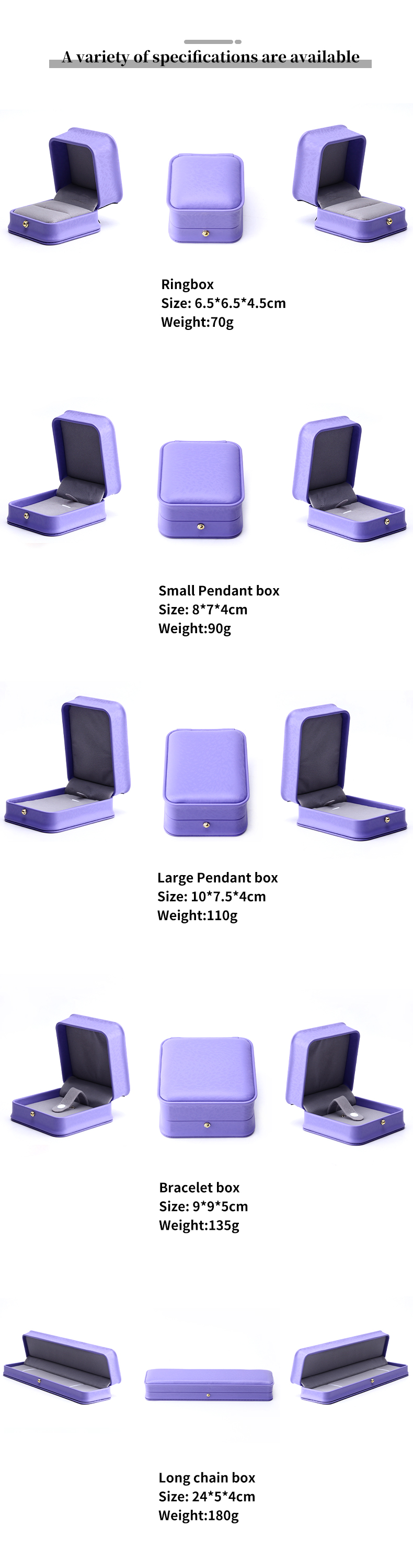 Eye Catching Purple Soft Velvet Jewelry Storage Box Package for Ring Pendant