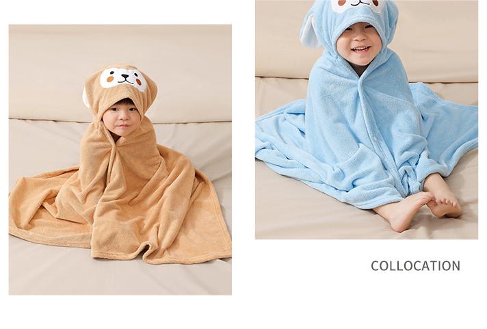 Quick-Drying Children's Coral Velvet Bathrobe Suitable for Home in Autumn and Winter