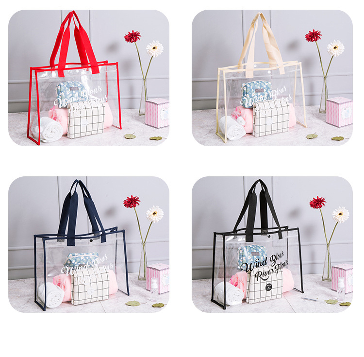 Wholesale clear PVC Waterproof Shopping Bag Transparent Hand Bag