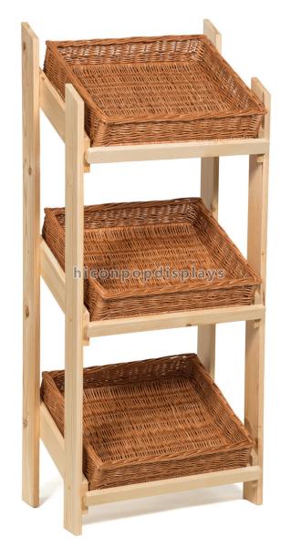 Retail Floor Standing Wooden Bread Display Stand For Bakery Store / Food Shops