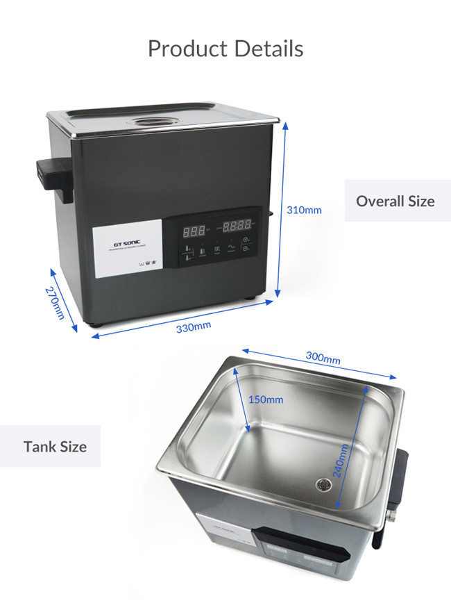 Touch Switch SUS304 Industrial Ultrasonic Cleaner 9L for Lab Equipment Tools Cleaning