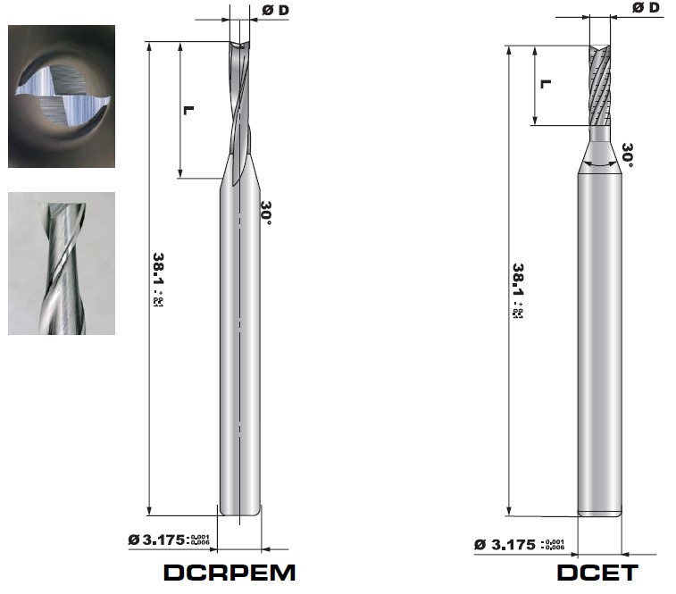 Tg IMS Carbide PCB End Mill Diamond Coating For Aluminum / MCPCB