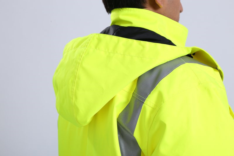 300D Oxford Hi Vis Trench Coat , 100% Polyester Class 3 Rain Jacket