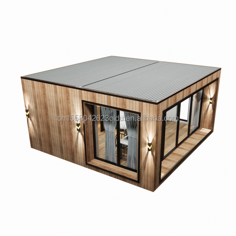 Fast Construction Prefab Container House with Galvanized Steel Square Tubes and 50/75/100mm Wave Sandwich Panel