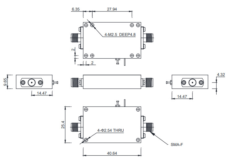 8 - 18 GHz P1dB 21 dBm Ku Band Amplifier VHF RF Amplifier