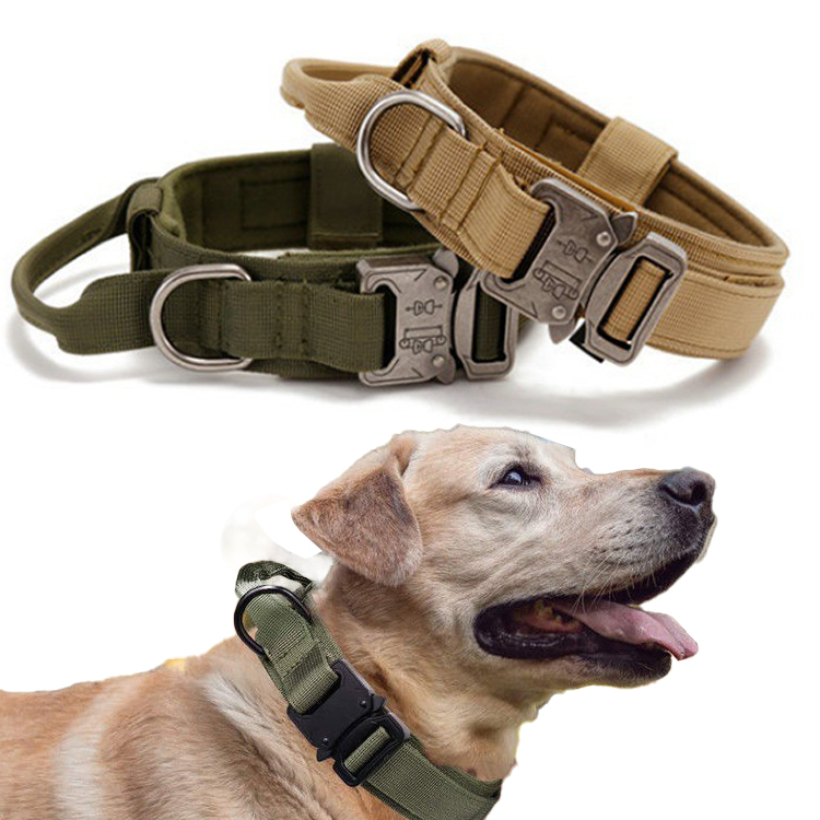 Personalized Custom Luxury Designer Nylon Metal Heavy Duty Training Pet Rope Large Dog Collar and Leash Set for Tactical K9s
