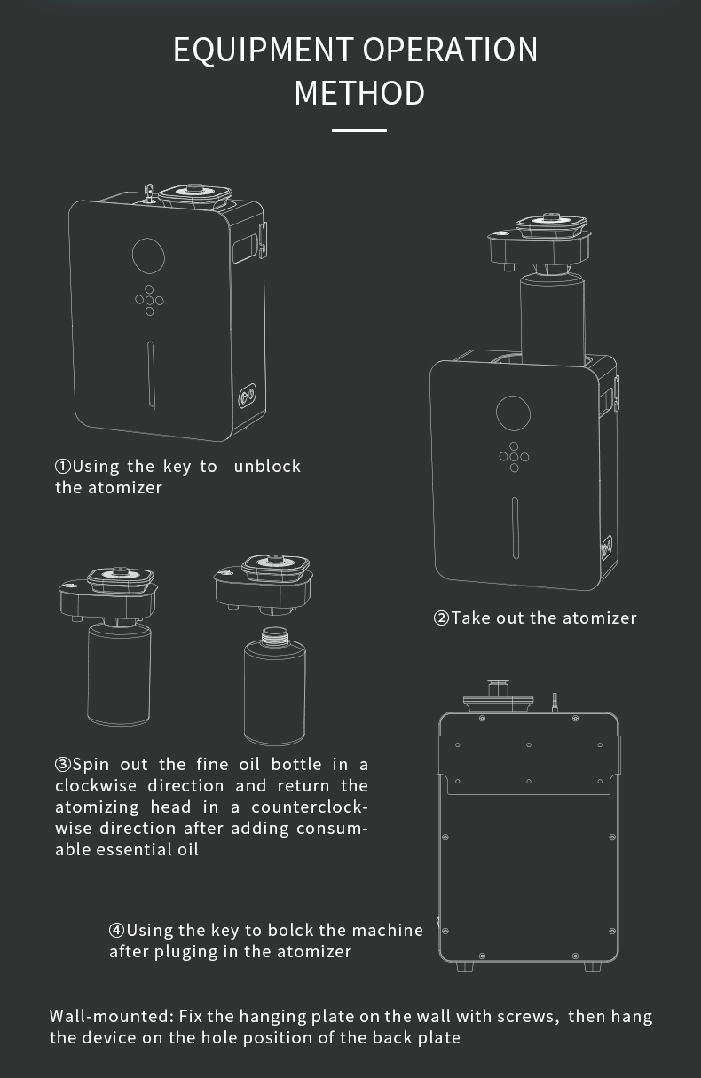 New Design 800Ml Wall Mounted Hot Sale Large Area Aroma Scent Machine Touch Screen Aroma Scent Diffuser Machine For Commercial
