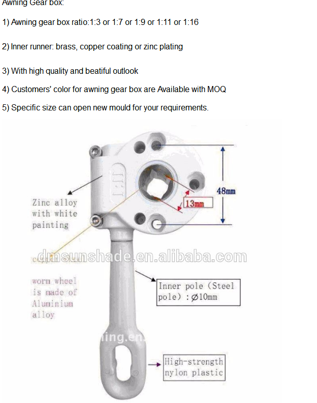 High Quality Outdoor Retractable Awning Spare Parts Full Set Strong Awning Parts