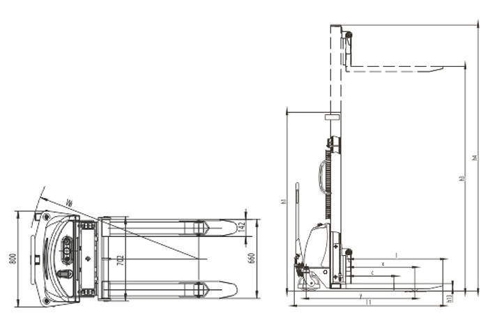 Foot Brake Electric Stacker Truck , High Capacity Semi Electric Stacker