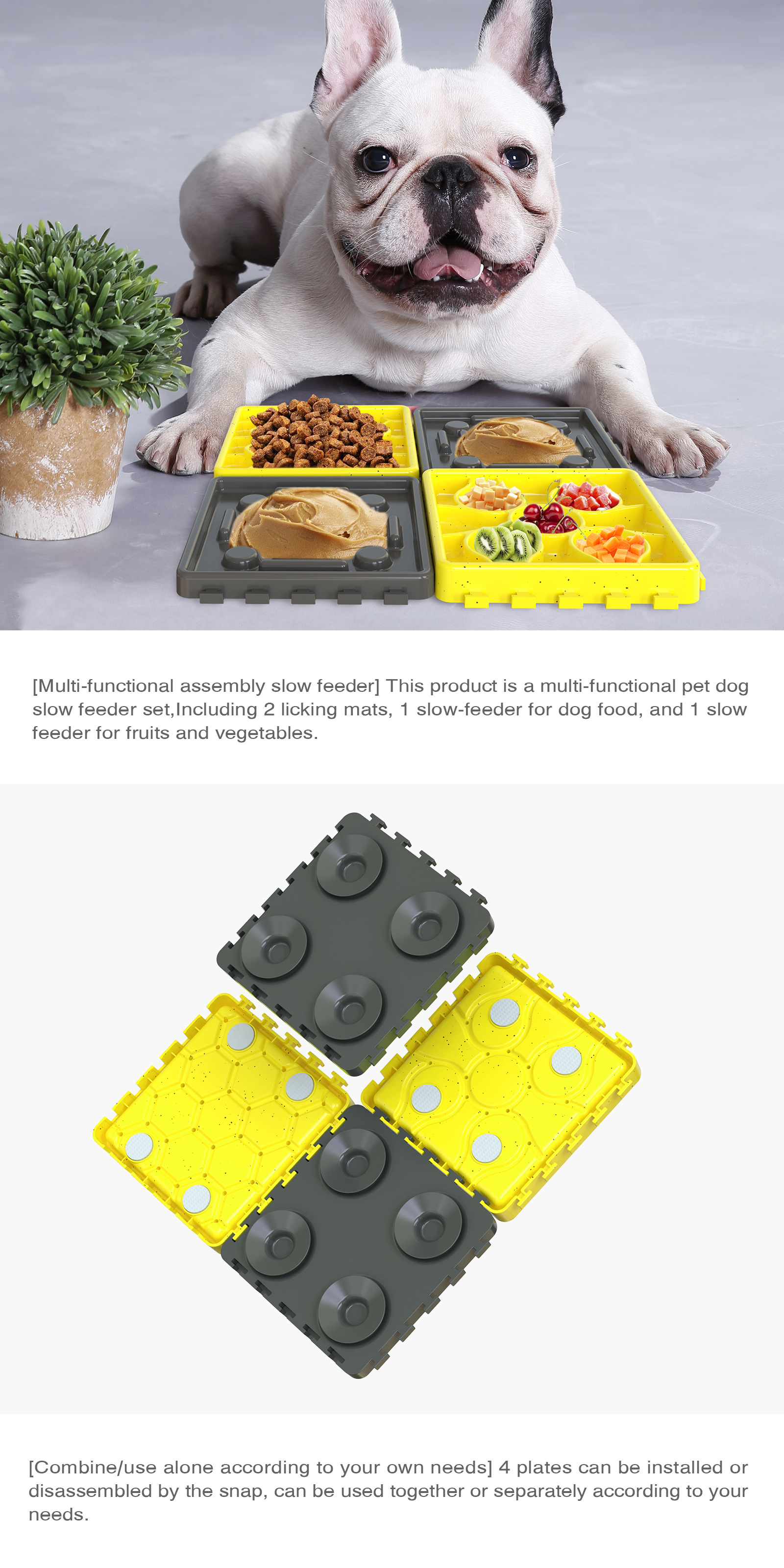 Interactive Dog Bowls Treat Dispensing 4-pack Slow Feeder Pad Licking Mat Training