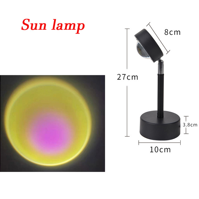 USB Rainbow Sunset Red Projector Led Night Light Sun Projection Desk Lamp for Bedroom Bar Coffee Store Wall Decoration L