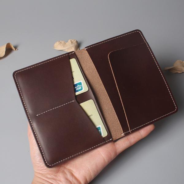 Crazy Horse Leather Travel Passport Holder with RFID Protection and Credit Card