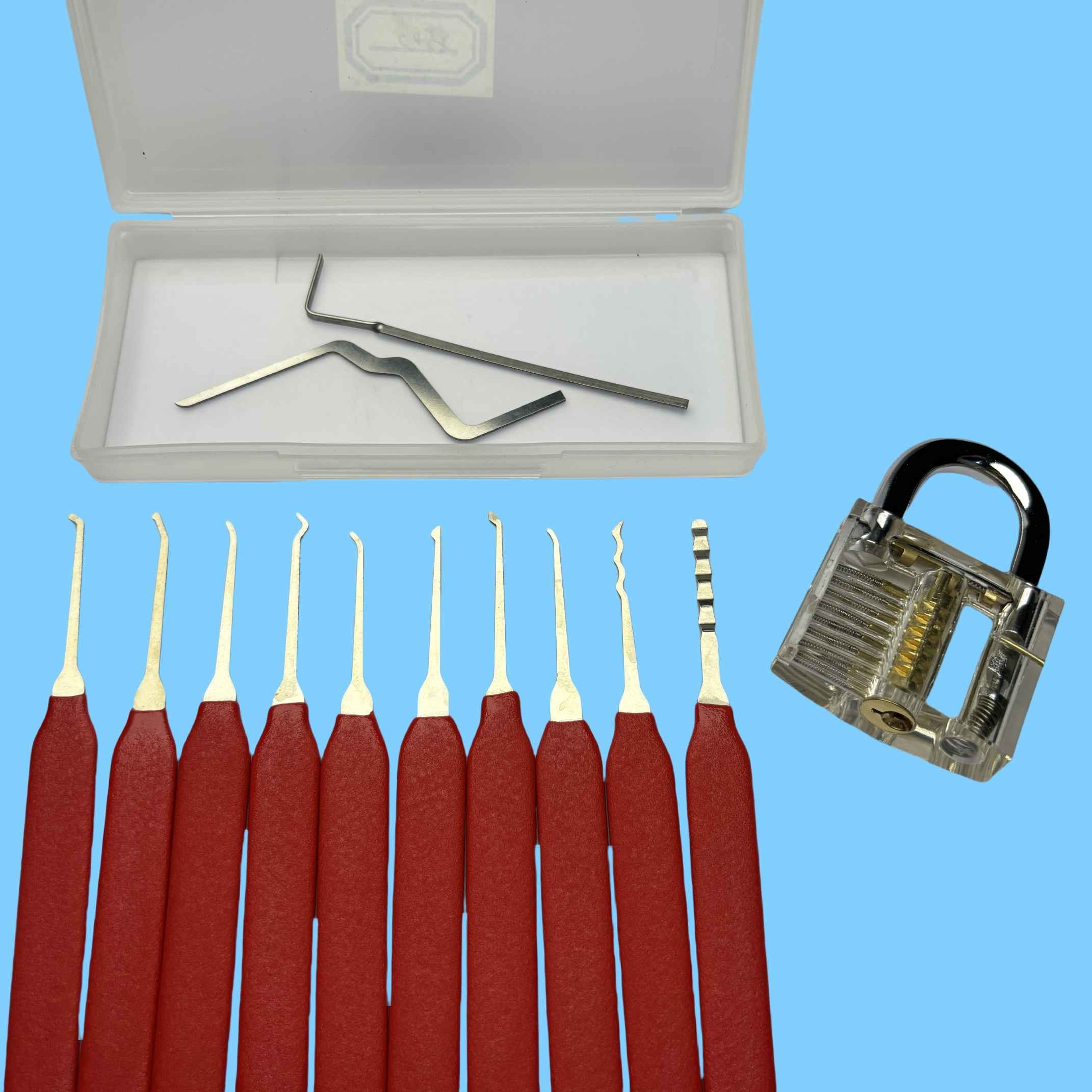 8PCS Locksmithing Tools Stainless Steel Lock Smith Tools Red
