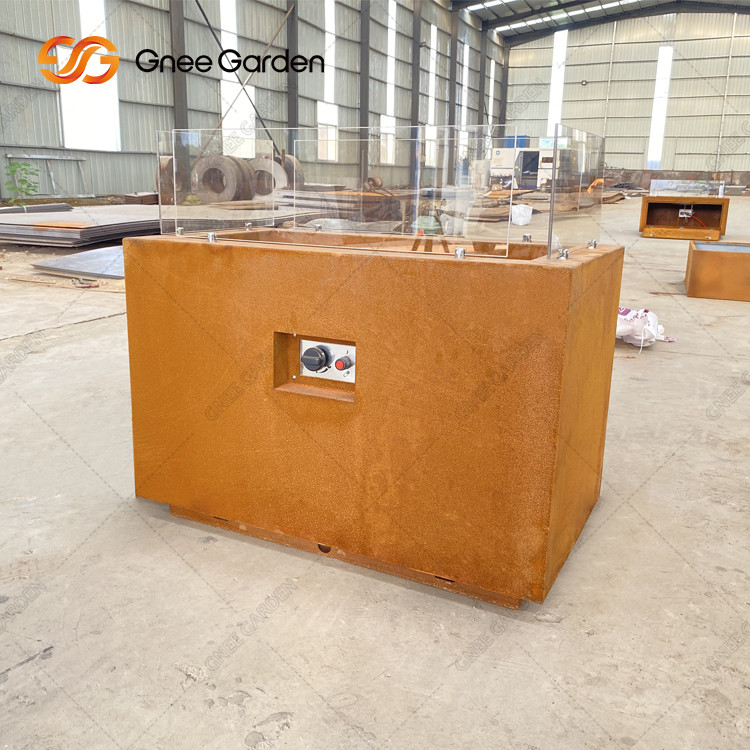 Outdoor Fire Pit Corten Steel Square Fire Pit Rustic Finish Table Top Fire Pit