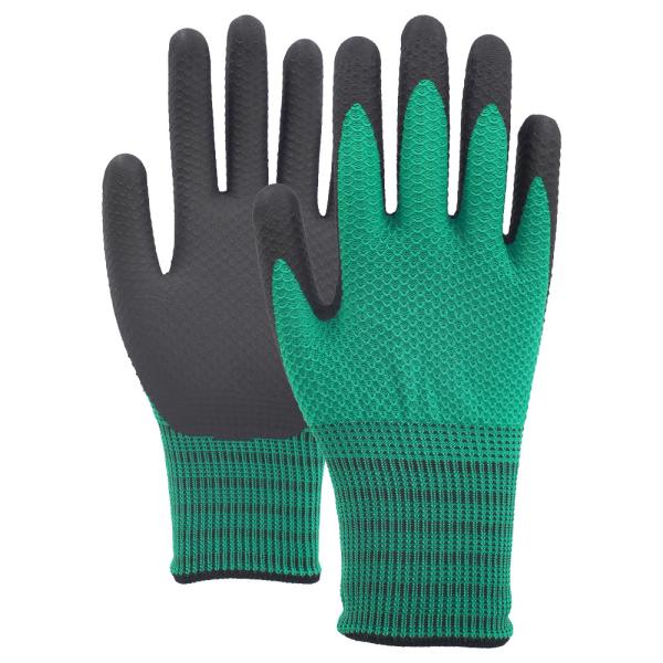 13 Gauge Nitrile Coated Work Gloves Pineapple Textured Enhanced Grip Comfort