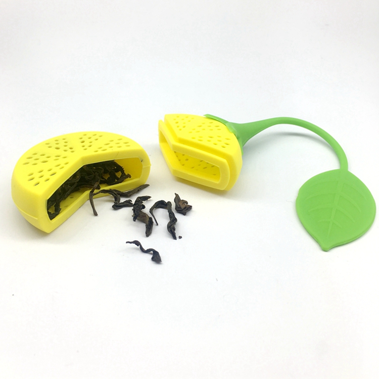 Bulk Unique Yellow Lemon Shape Cute Fruit Silicone Tea Strainer Infuser