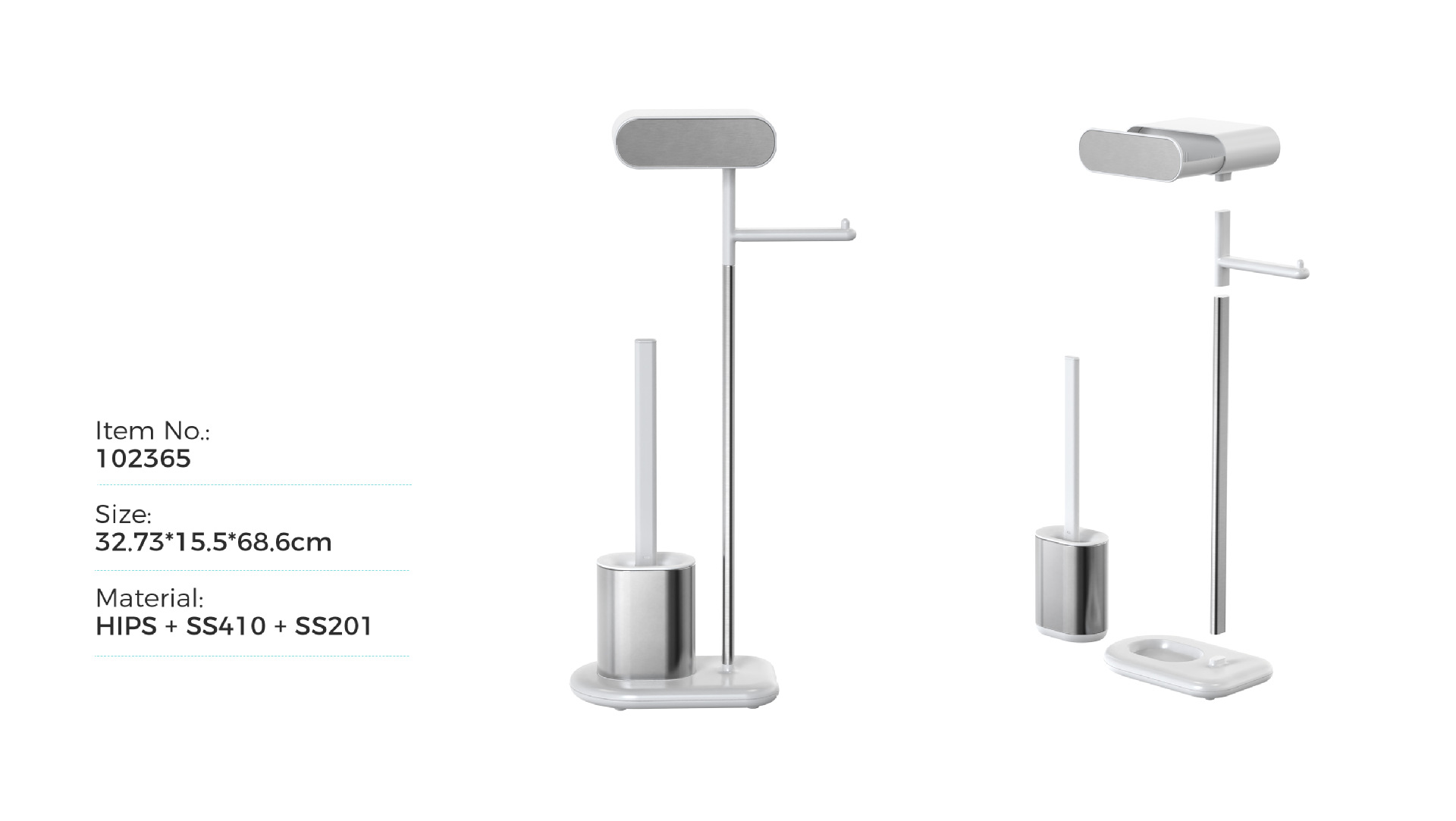 Stainless Steel Compact Bathroom Paper Holder TPR Toilet Brush Holder SET Durable Toilet Brush Tissue Holder