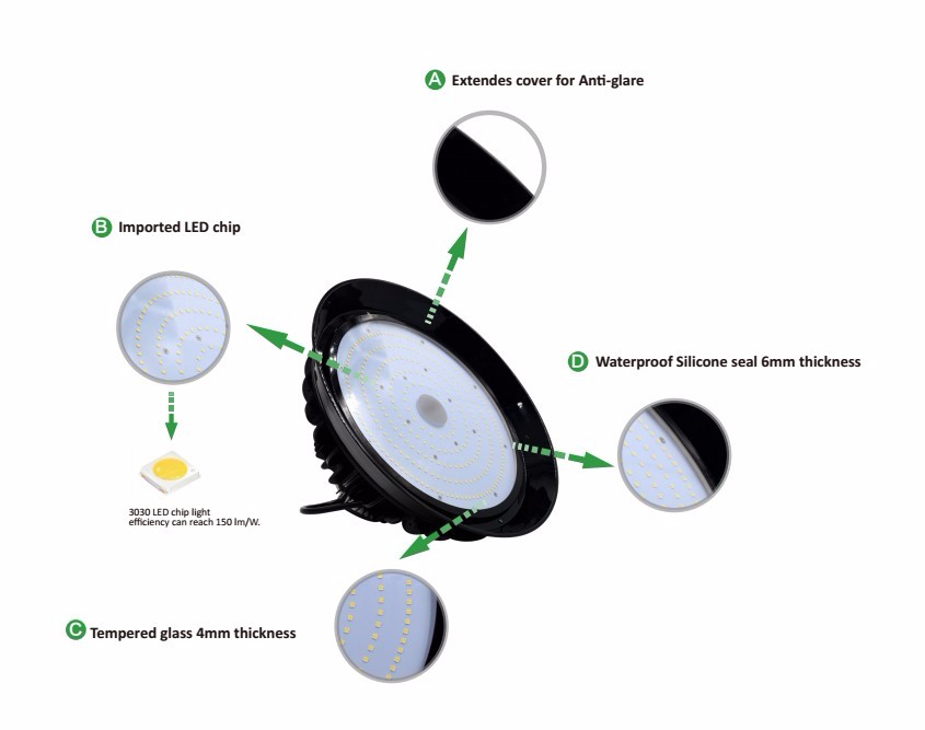 Water cooling aluminum IP65 waterproof ufo led high bay light 100W 150W 200W 240W