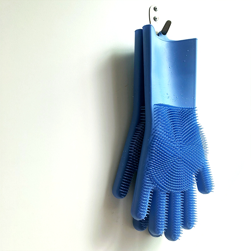 Magic Reusable Heat Resistant Silicone Gloves with Wash Scrubber for Cleaning Household Dish Washing Washing the Car