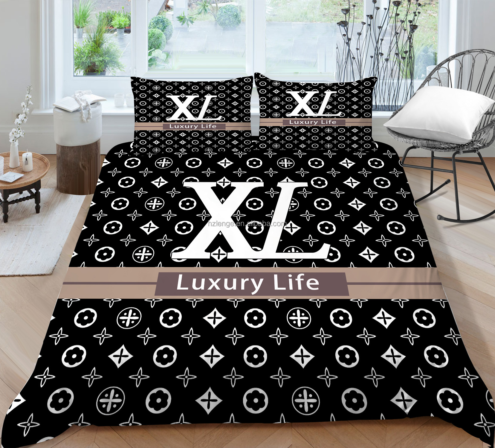 Luxury Fashion Design Nondisposable Microfiber Quilt Cover Set with Pillowcases
