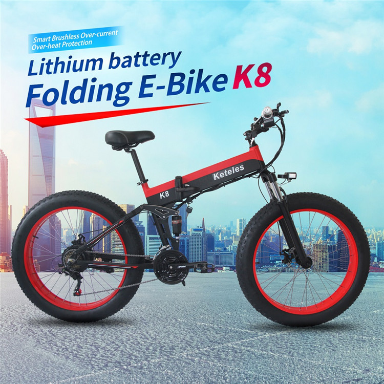 48V Fat Tire Folding Electric Bike , 30-50km/H Folding Electric Fat Bike