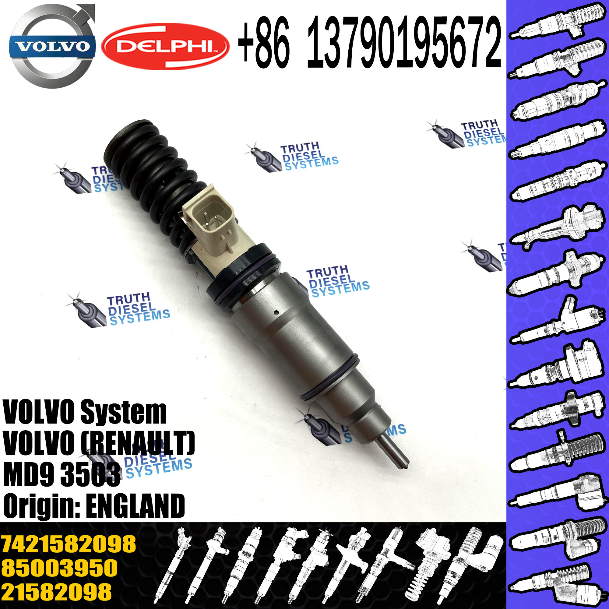 Common Rail Diesel Fuel Injector 21582098 BEBE4D36001 7421582098 for VOL () MD9 3503