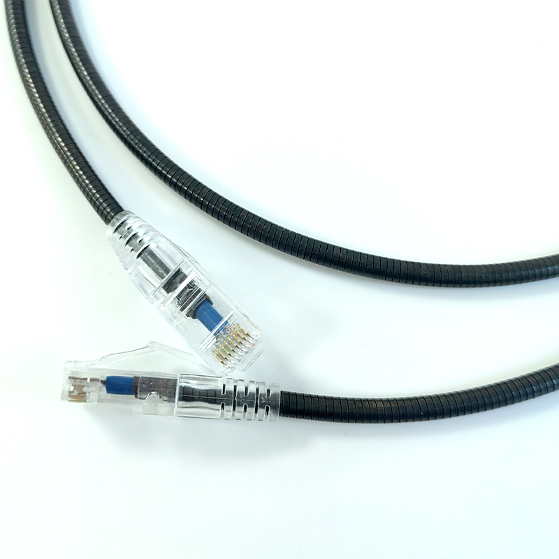 Exactcables Steel Armored Crossed Cat5e Network Cable 2m Lan Cable Slim STP LSZH Gray