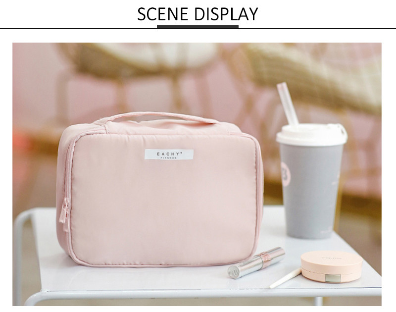 Pure Color Polyester Waterproof Toiletry Bag For Travel