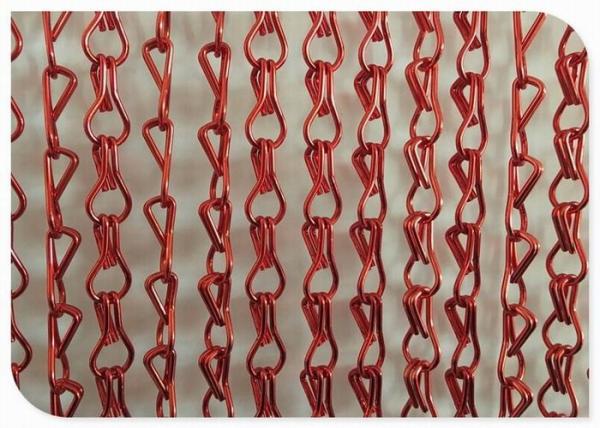 Red Metal Chain Fly Pest Insect Door Screen Curtain With Length / Width
